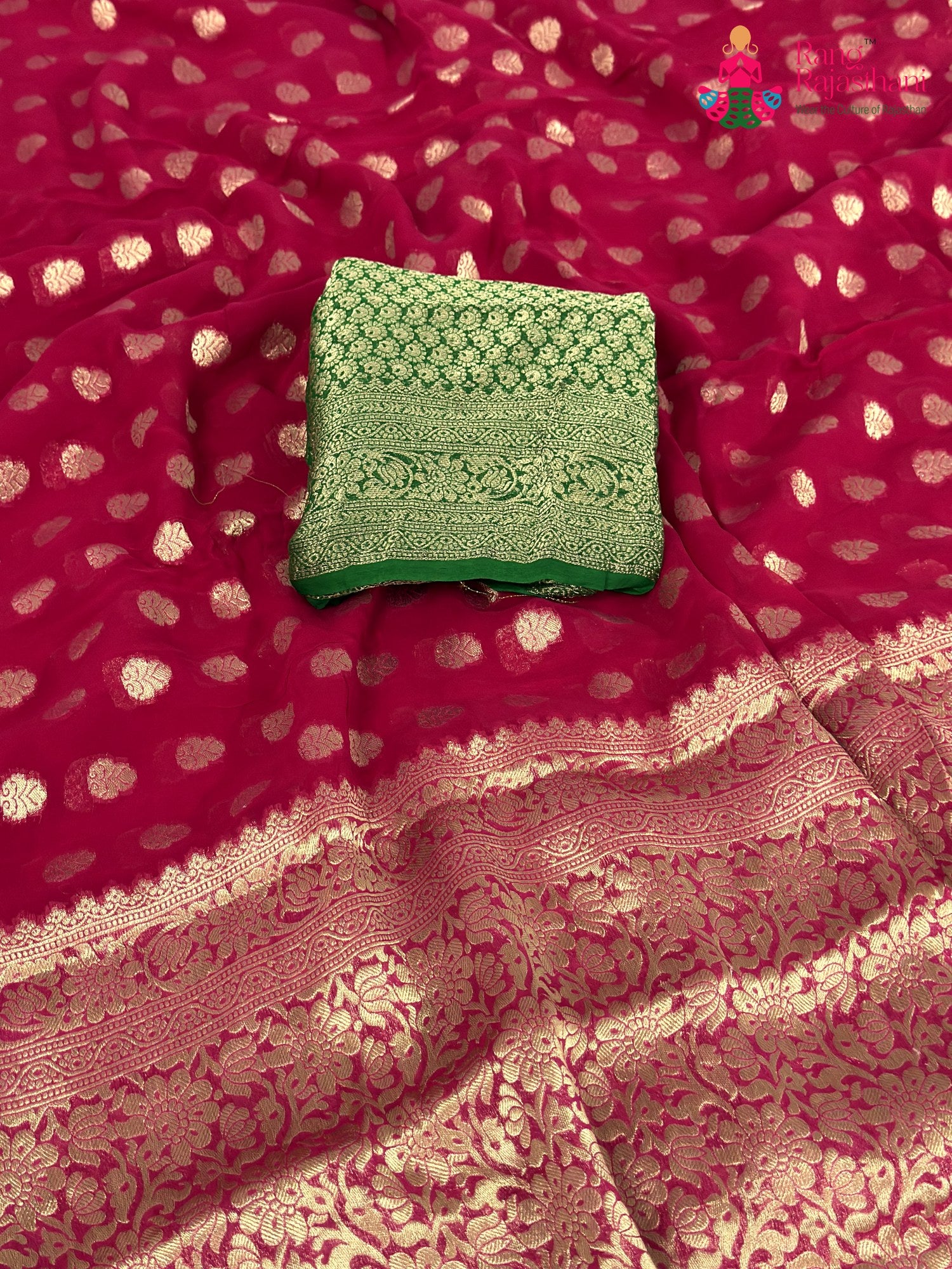 Rani Soft Georgette Banarasi Zari Weave Saree for Karwa Chauth | Flowy Edit