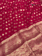 Rani Soft Georgette Banarasi Zari Weave Saree for Karwa Chauth | Flowy Edit