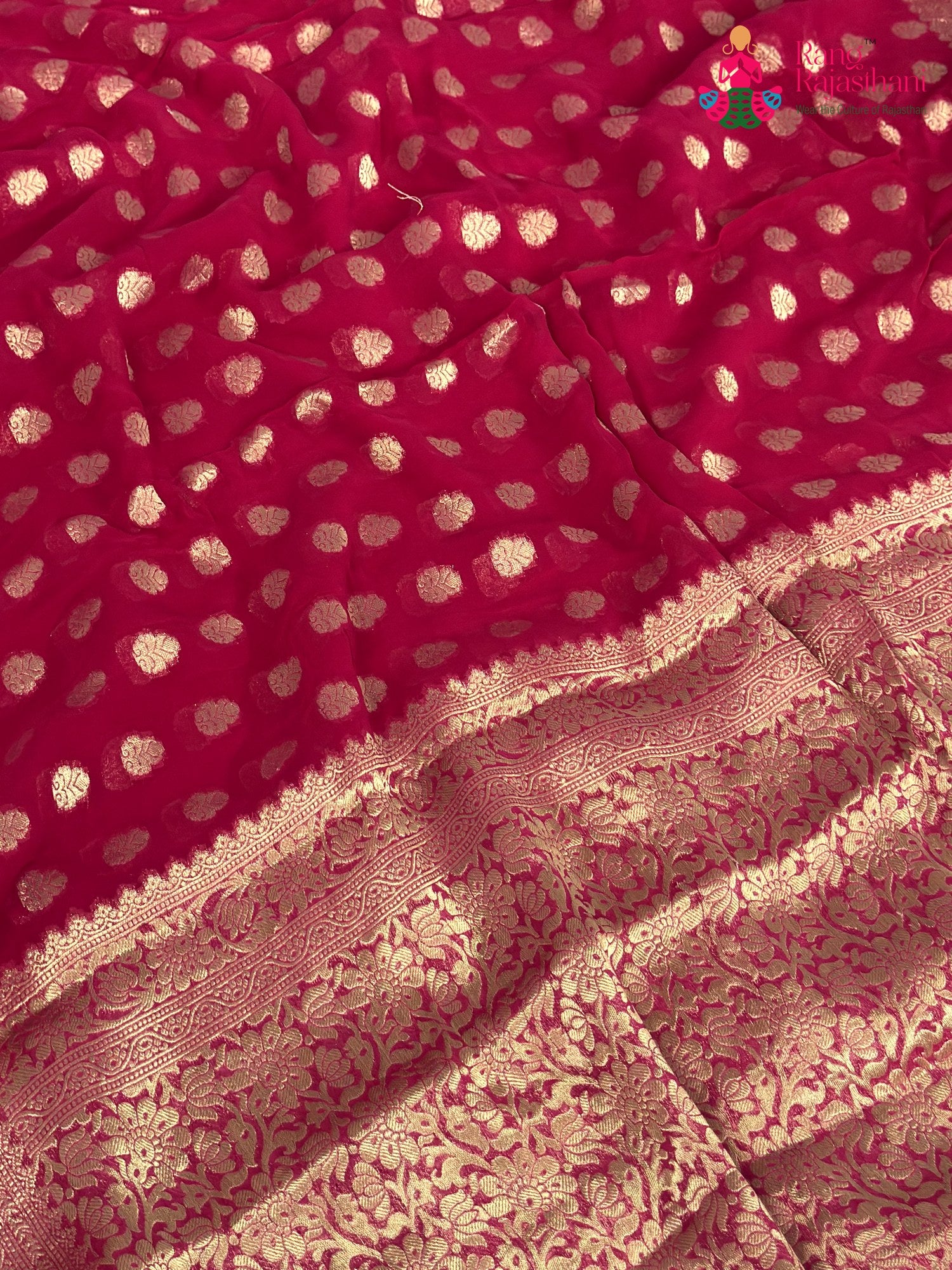 Rani Soft Georgette Banarasi Zari Weave Saree for Karwa Chauth | Flowy Edit