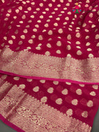 Rani Soft Georgette Banarasi Zari Weave Saree for Karwa Chauth | Flowy Edit