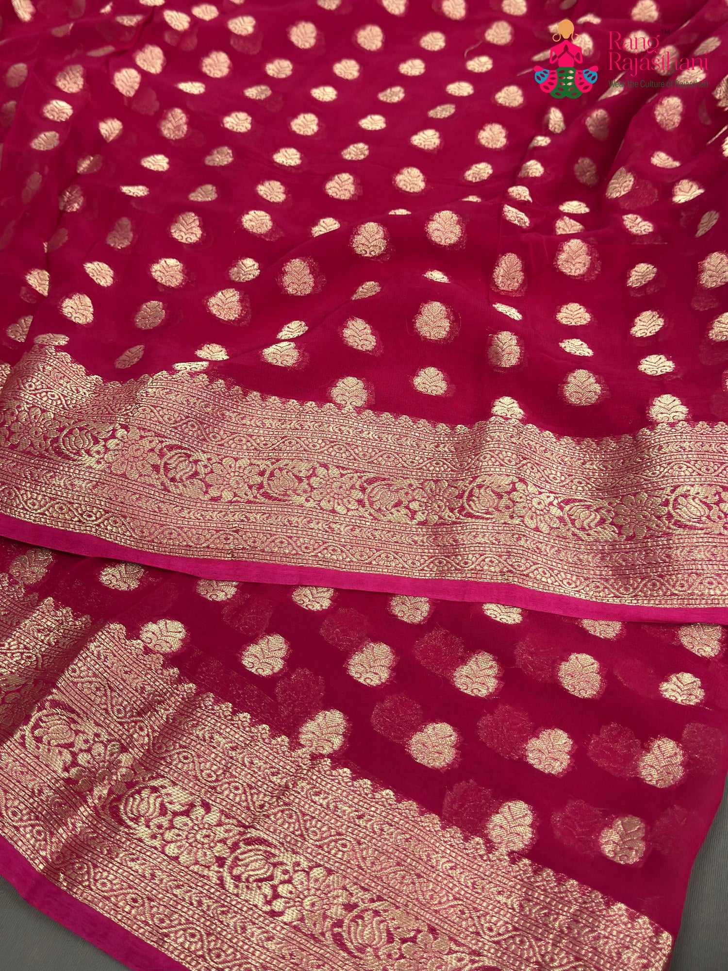 Rani Soft Georgette Banarasi Zari Weave Saree for Karwa Chauth | Flowy Edit