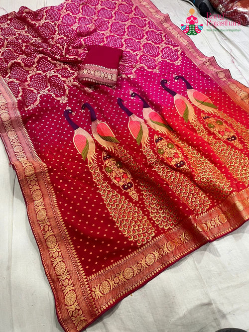 Rani Soft Georgette Banarasi Zari Weave Saree for Wedding Guest | Shop Now main-image