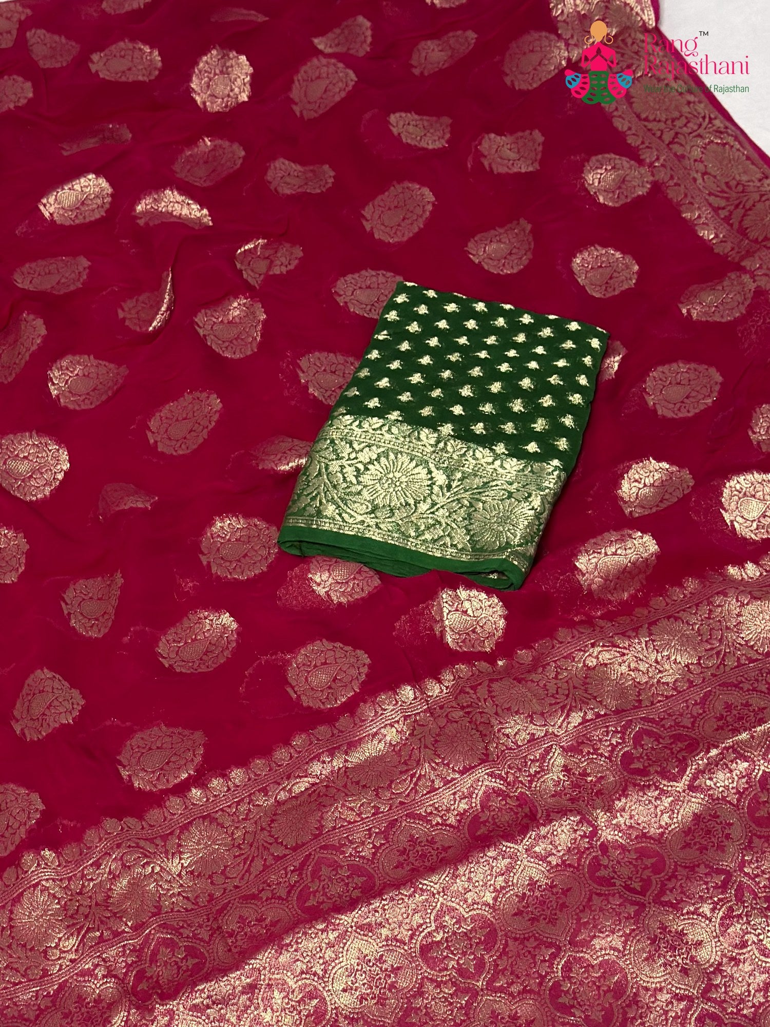 Rani Soft Georgette Banarasi Zari Weave Saree for Mehendi Ceremony | Curated Pick