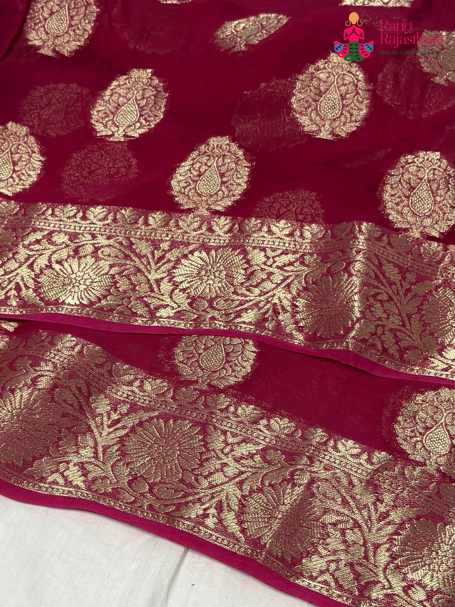 Rani Soft Georgette Banarasi Zari Weave Saree for Mehendi Ceremony | Curated Pick