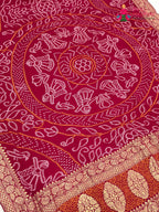 Rani Soft Georgette Bandhani Chunri Saree for Mayra Ceremony | Signature Pick