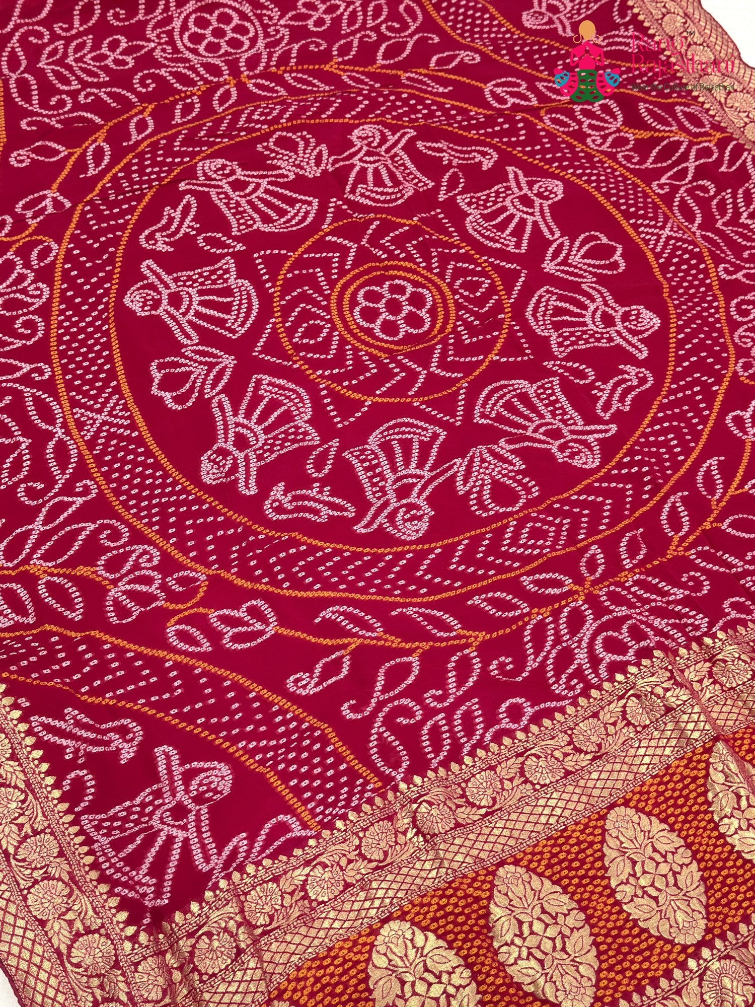 Rani Soft Georgette Bandhani Chunri Saree for Mayra Ceremony | Signature Pick