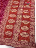 Rani Soft Georgette Bandhani Chunri Saree for Mayra Ceremony | Signature Pick