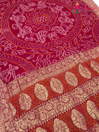 Rani Soft Georgette Bandhani Chunri Saree for Mayra Ceremony | Signature Pick