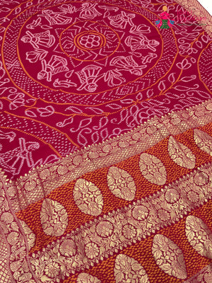 Rani Soft Georgette Bandhani Chunri Saree for Mayra Ceremony | Signature Pick