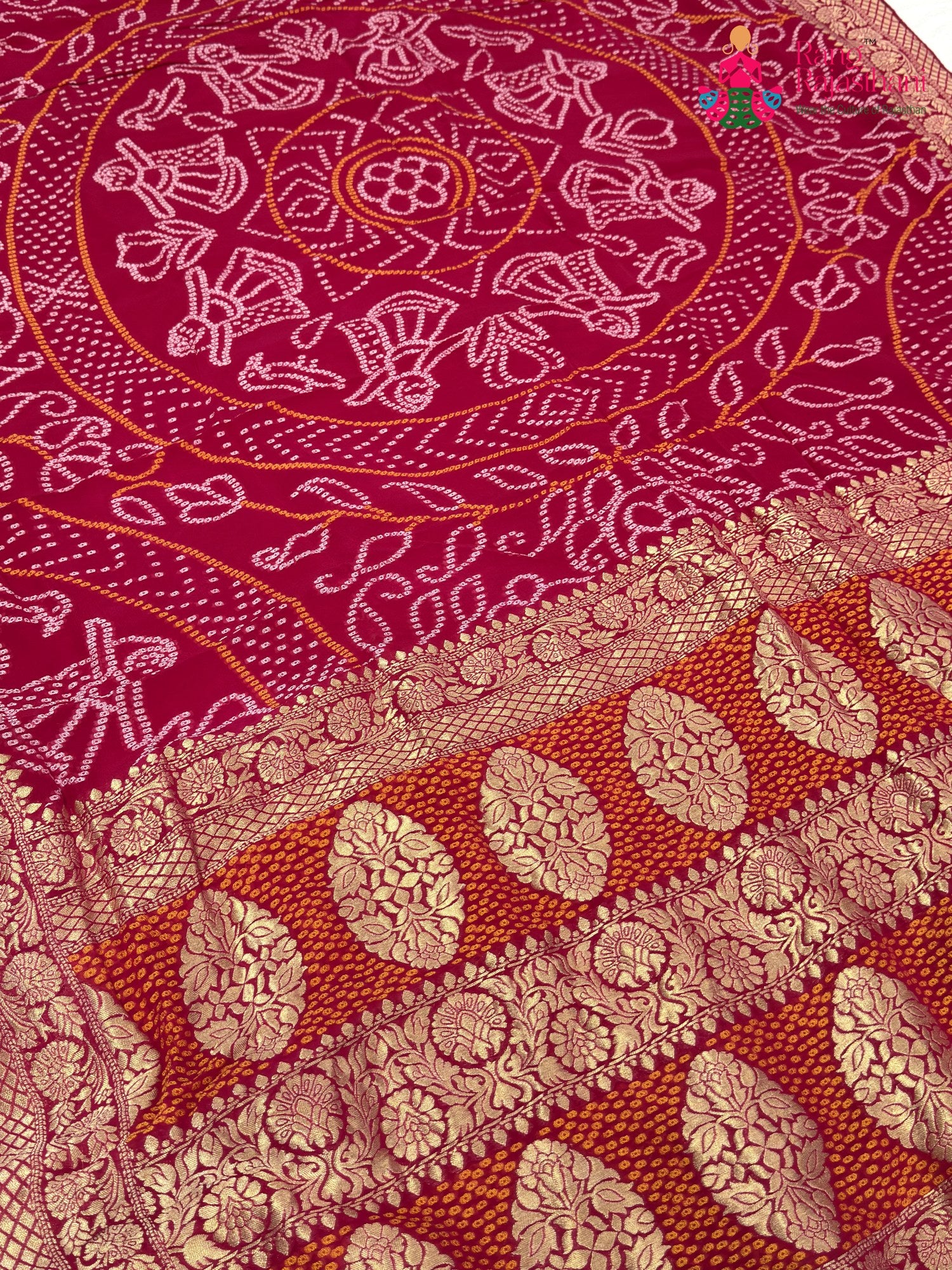 Rani Soft Georgette Bandhani Chunri Saree for Mayra Ceremony | Signature Pick
