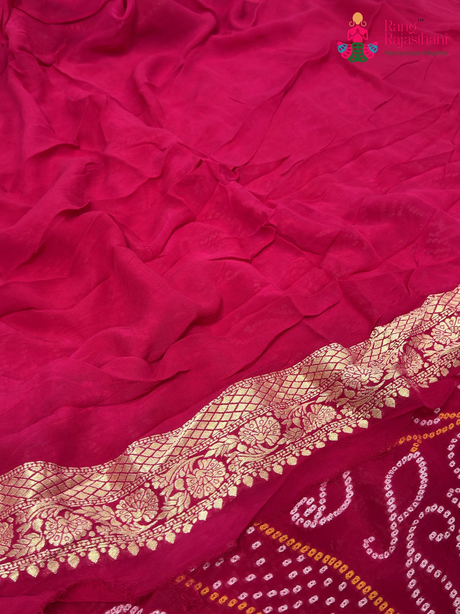 Rani Soft Georgette Bandhani Chunri Saree for Mayra Ceremony | Signature Pick