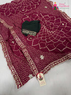 complete look of rani soft georgette bandhani saree