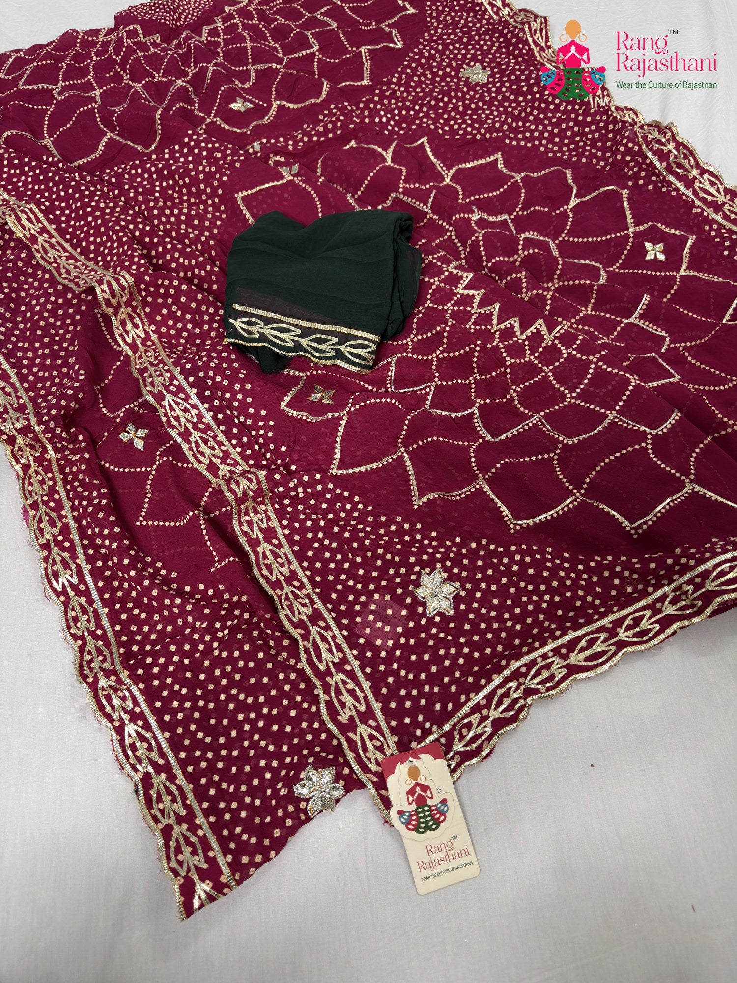 complete look of rani soft georgette bandhani saree