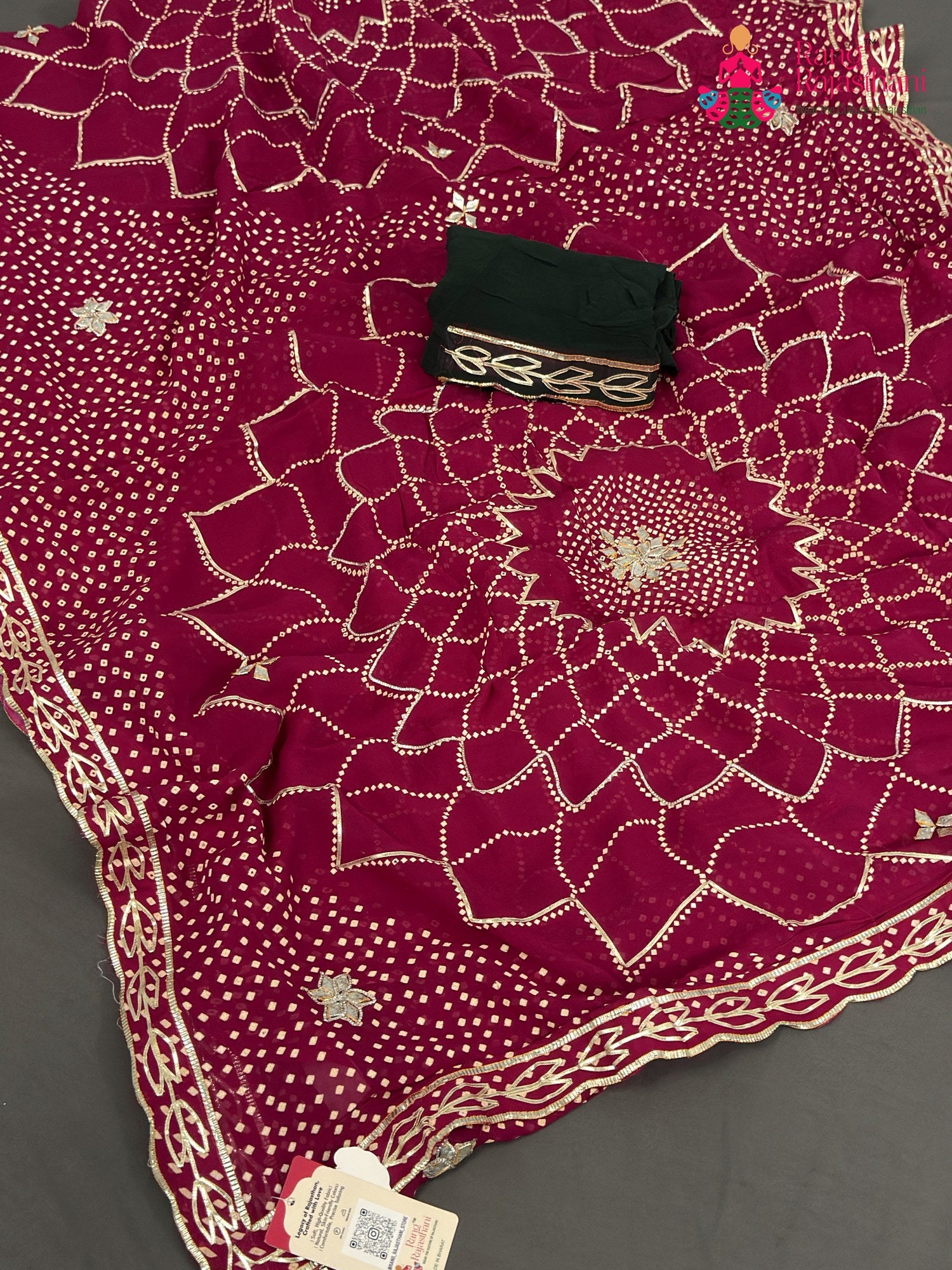 Rani Soft Georgette Bandhani Chunri Saree for Mayra Ceremony | Editor Pick