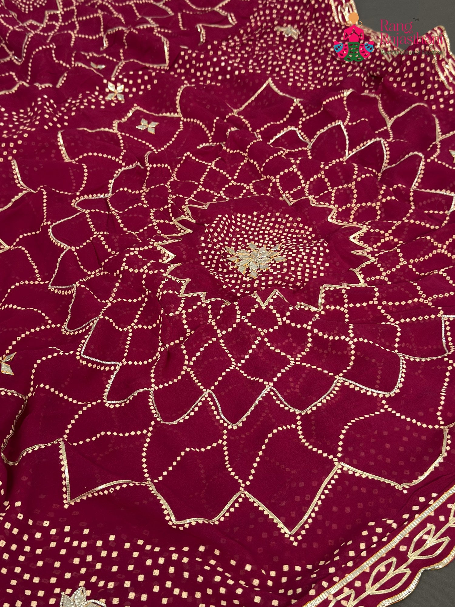 Rani Soft Georgette Bandhani Chunri Saree for Mayra Ceremony | Editor Pick