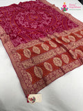 Rani Soft Georgette Bandhani Saree for Mayra Ceremony | Premium Edit