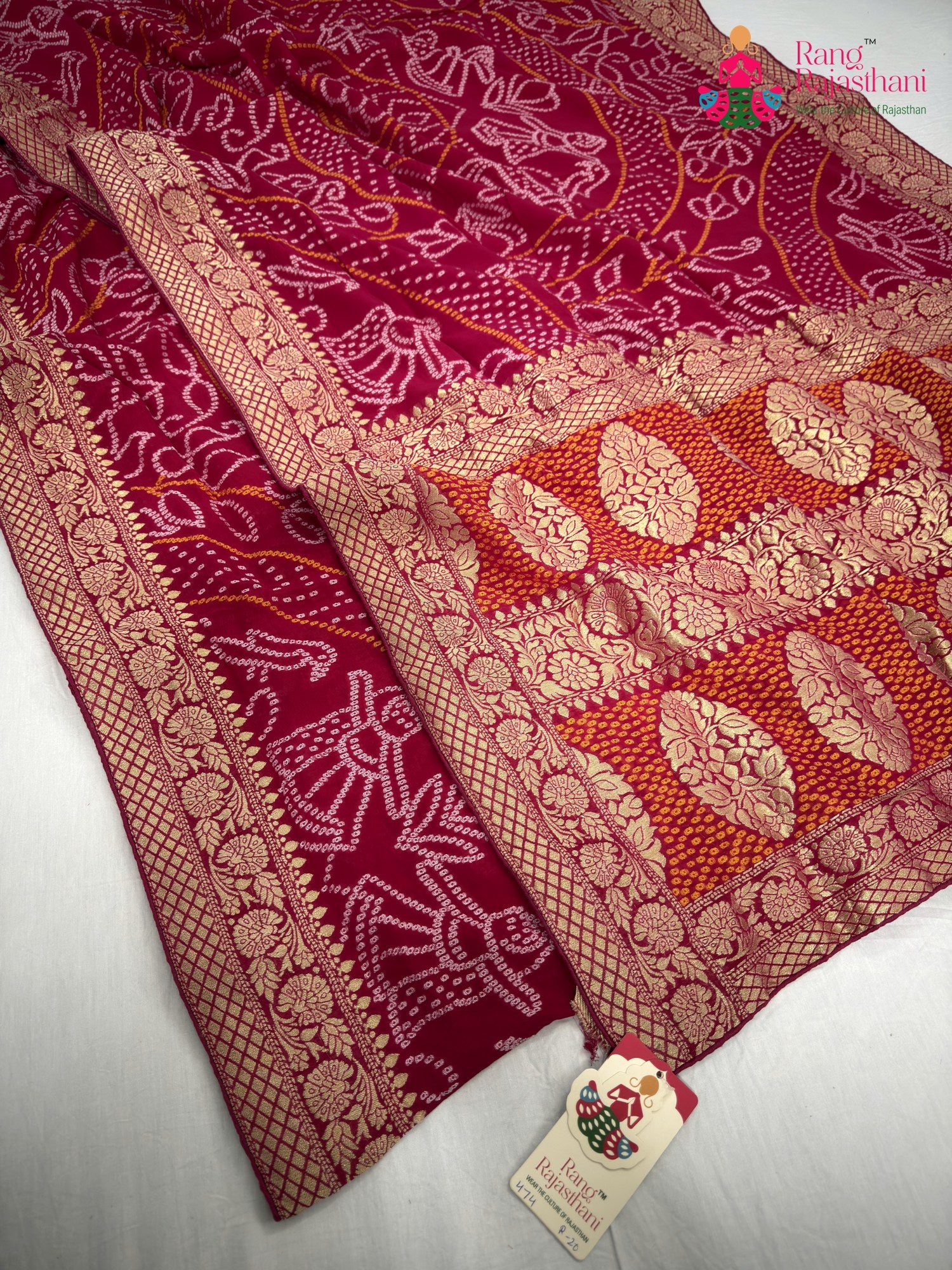 complete look of rani soft georgette bandhani saree