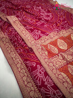border detailing of rani soft georgette bandhani saree