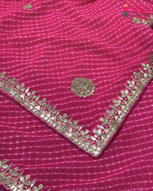 Rani Soft Georgette Gota Patti Leheriya Saree for Festive Celebration | Party Wear