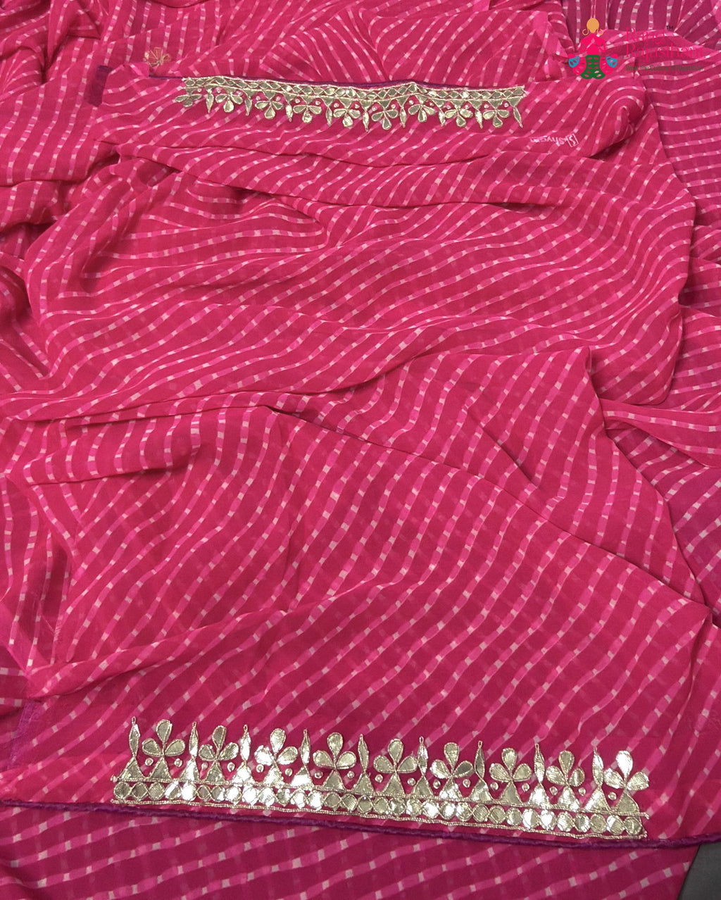 border detailing of rani soft georgette gota patti saree