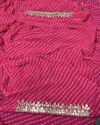 border detailing of rani soft georgette gota patti saree