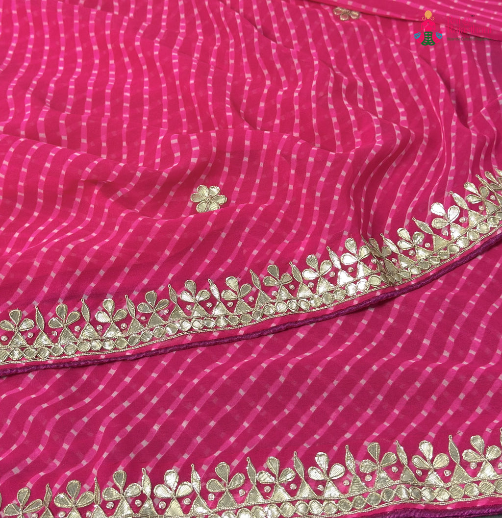fabric texture of rani soft georgette gota patti saree