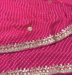 fabric texture of rani soft georgette gota patti saree