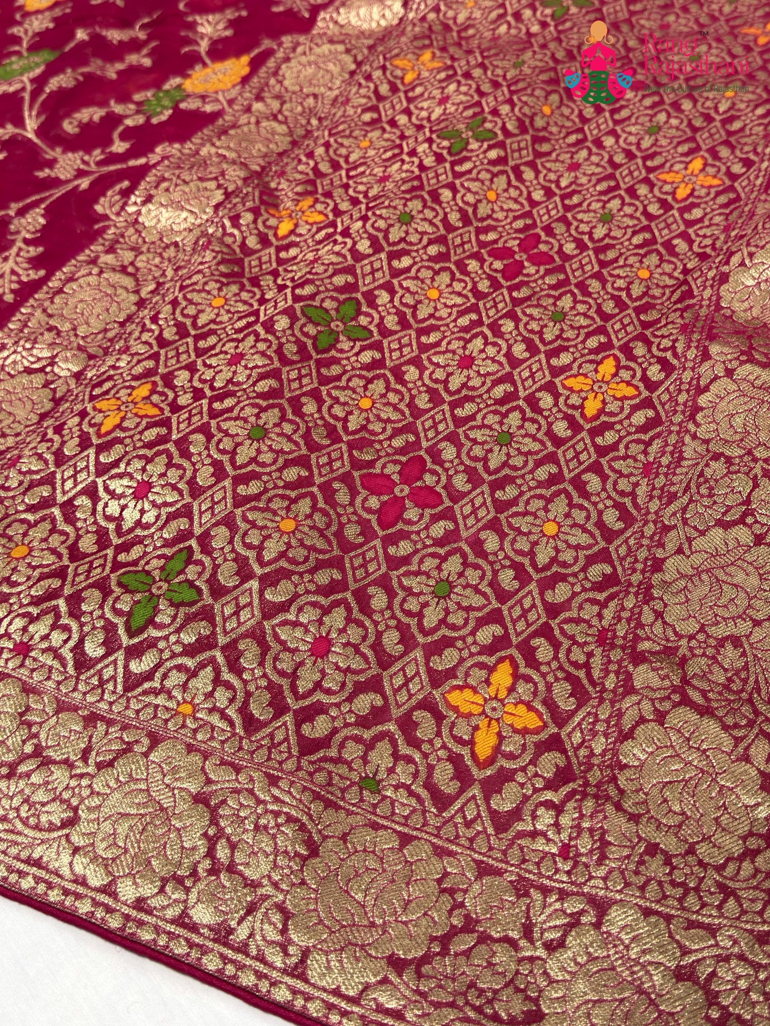 Rani Soft Georgette Meenakari Zari Saree for Sangeet Night | Bridal Collection