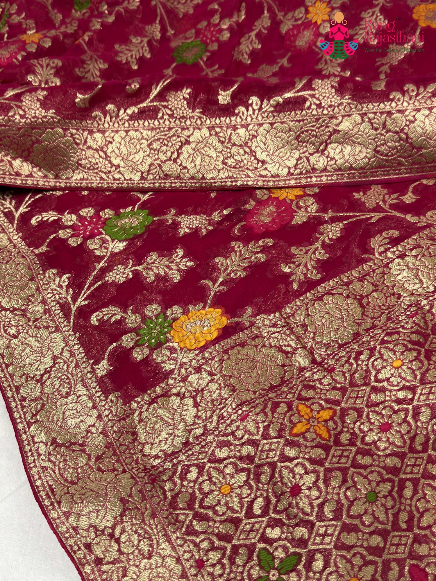 Rani Soft Georgette Meenakari Zari Saree for Sangeet Night | Bridal Collection