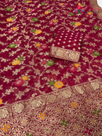Rani Soft Georgette Meenakari Zari Saree for Sangeet Night | Bridal Collection