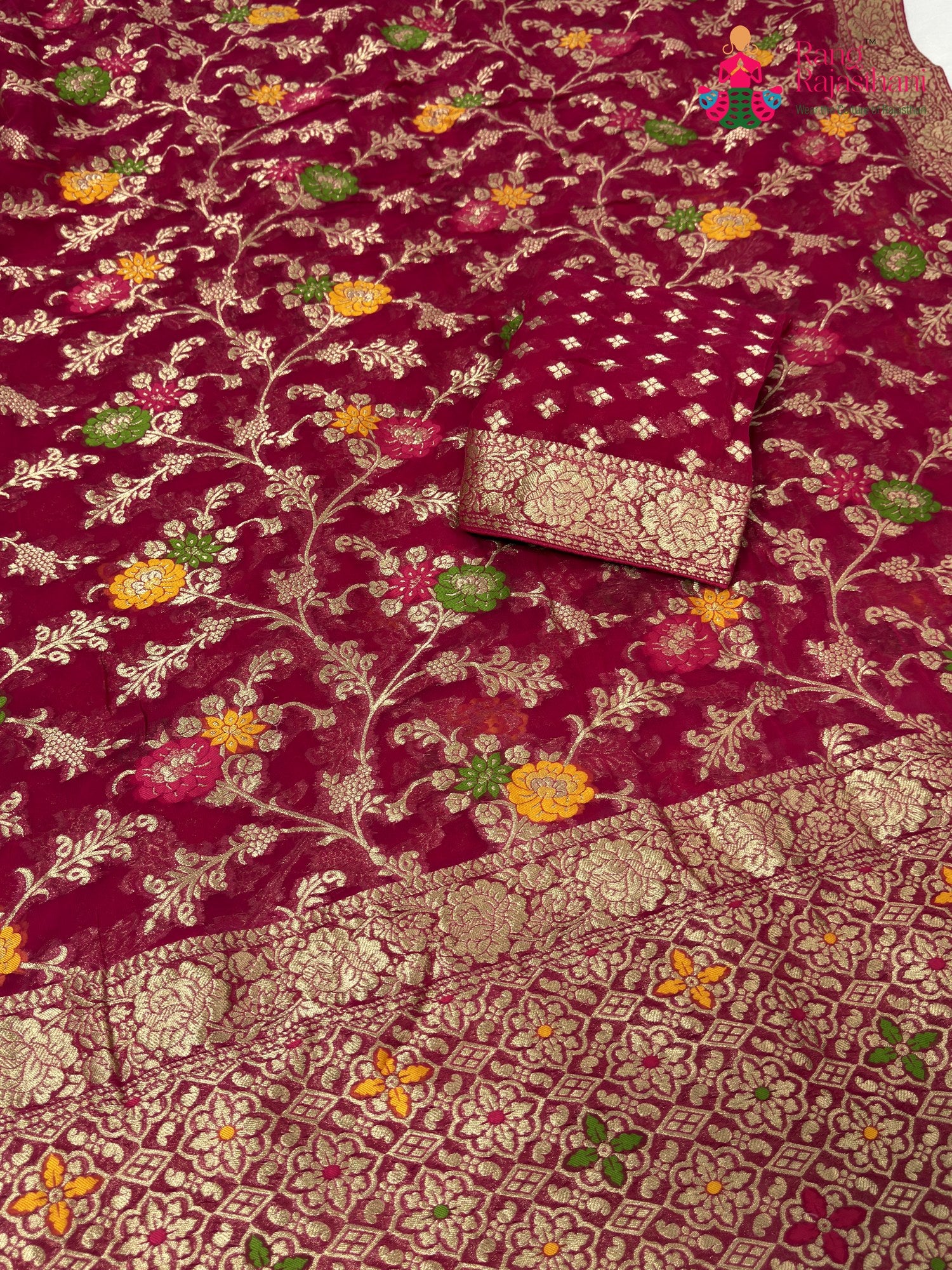 Rani Soft Georgette Meenakari Zari Saree for Sangeet Night | Bridal Collection