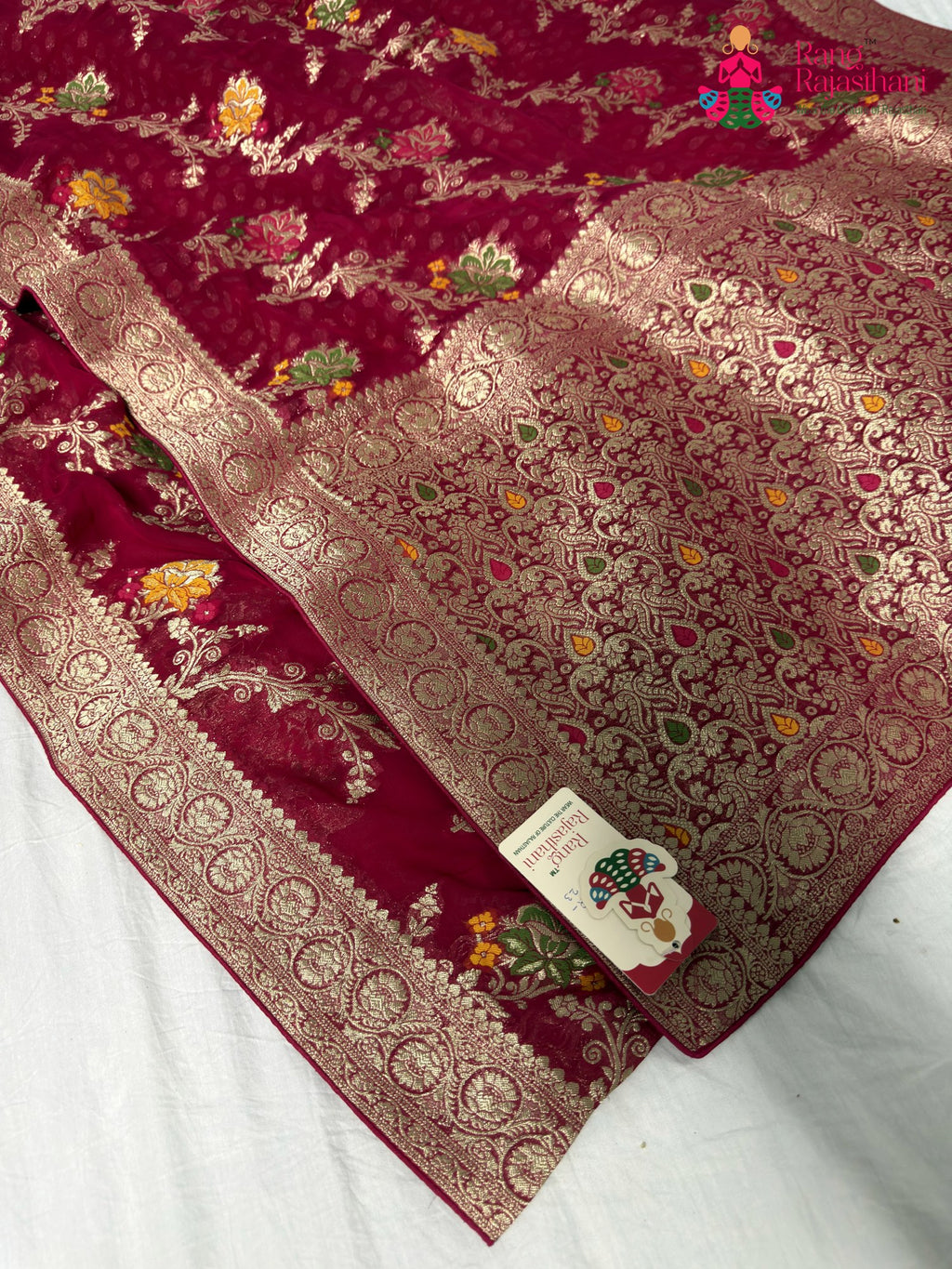 border detailing of rani soft georgette meenakari zari saree
