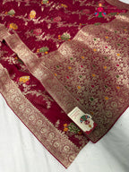 border detailing of rani soft georgette meenakari zari saree