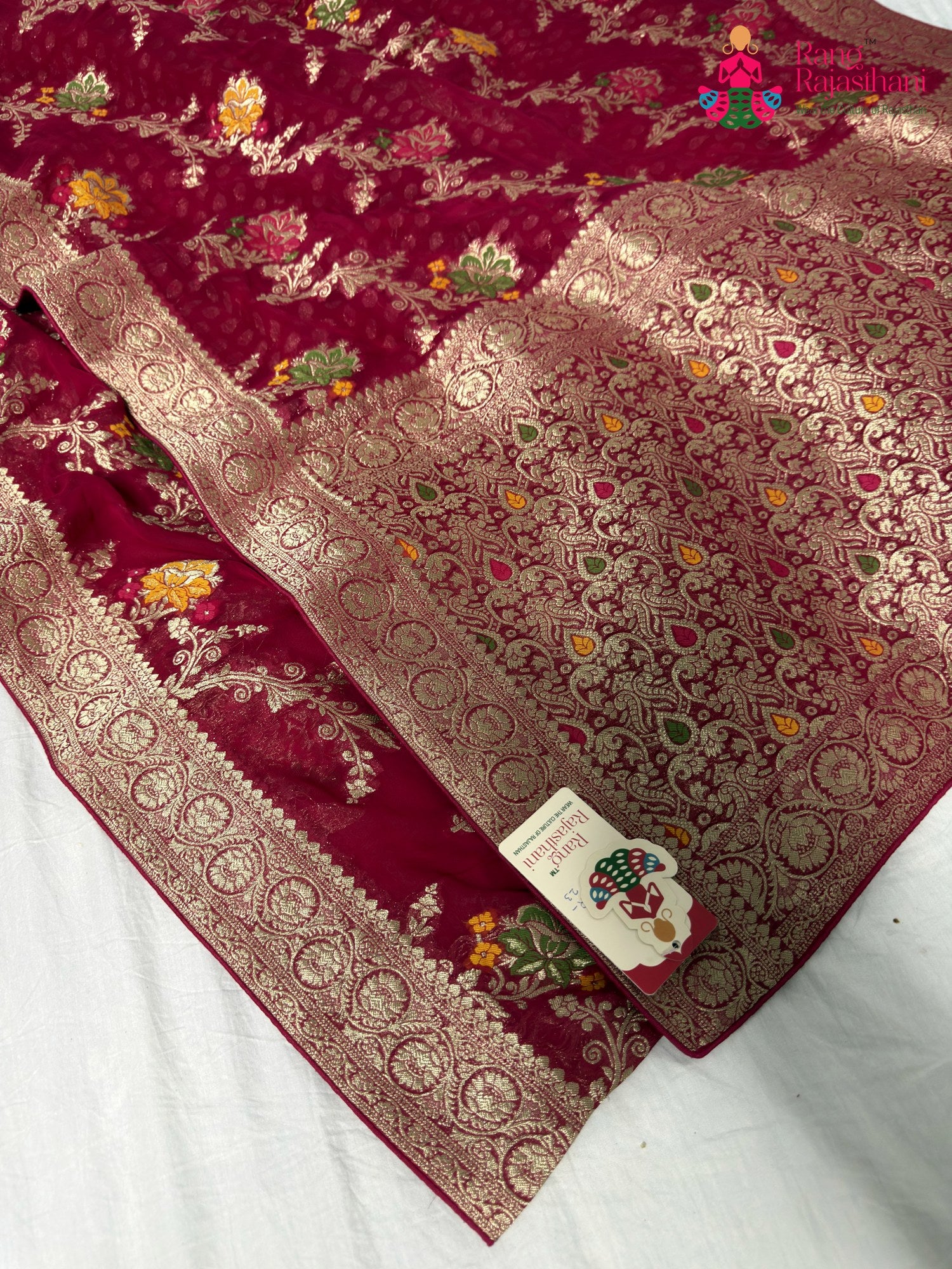 border detailing of rani soft georgette meenakari zari saree
