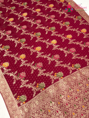 Rani Soft Georgette Meenakari Zari Saree for Wedding Reception | Wedding Ready