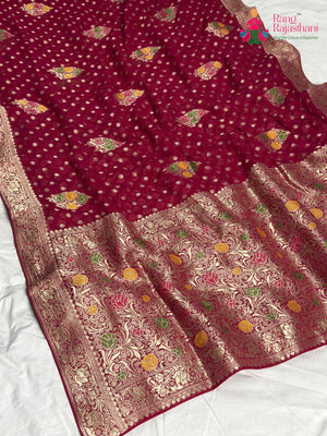 Rani Soft Georgette Meenakari Zari Saree for Wedding Reception | Designer Edit