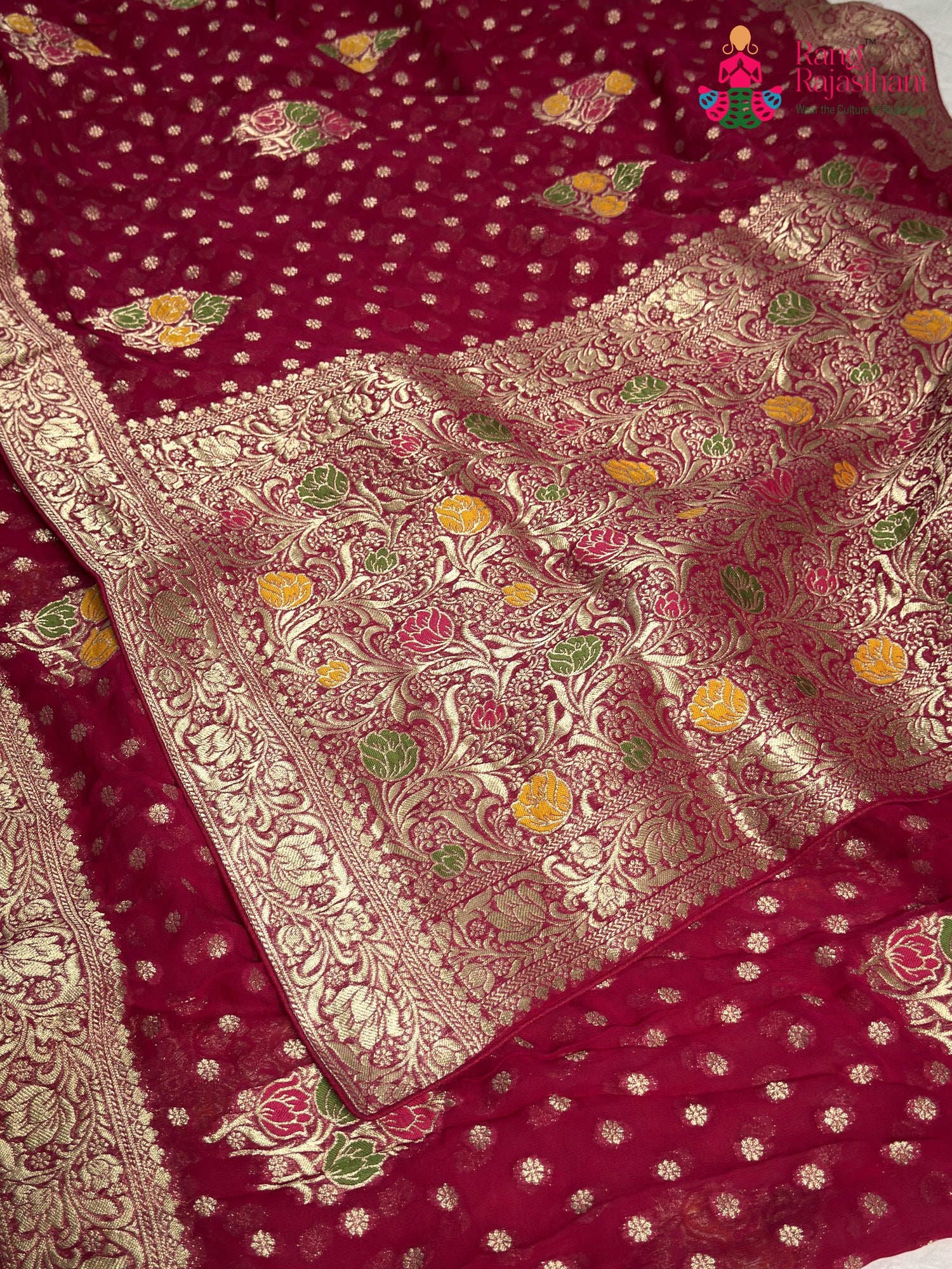 Rani Soft Georgette Meenakari Zari Saree for Wedding Reception | Designer Edit