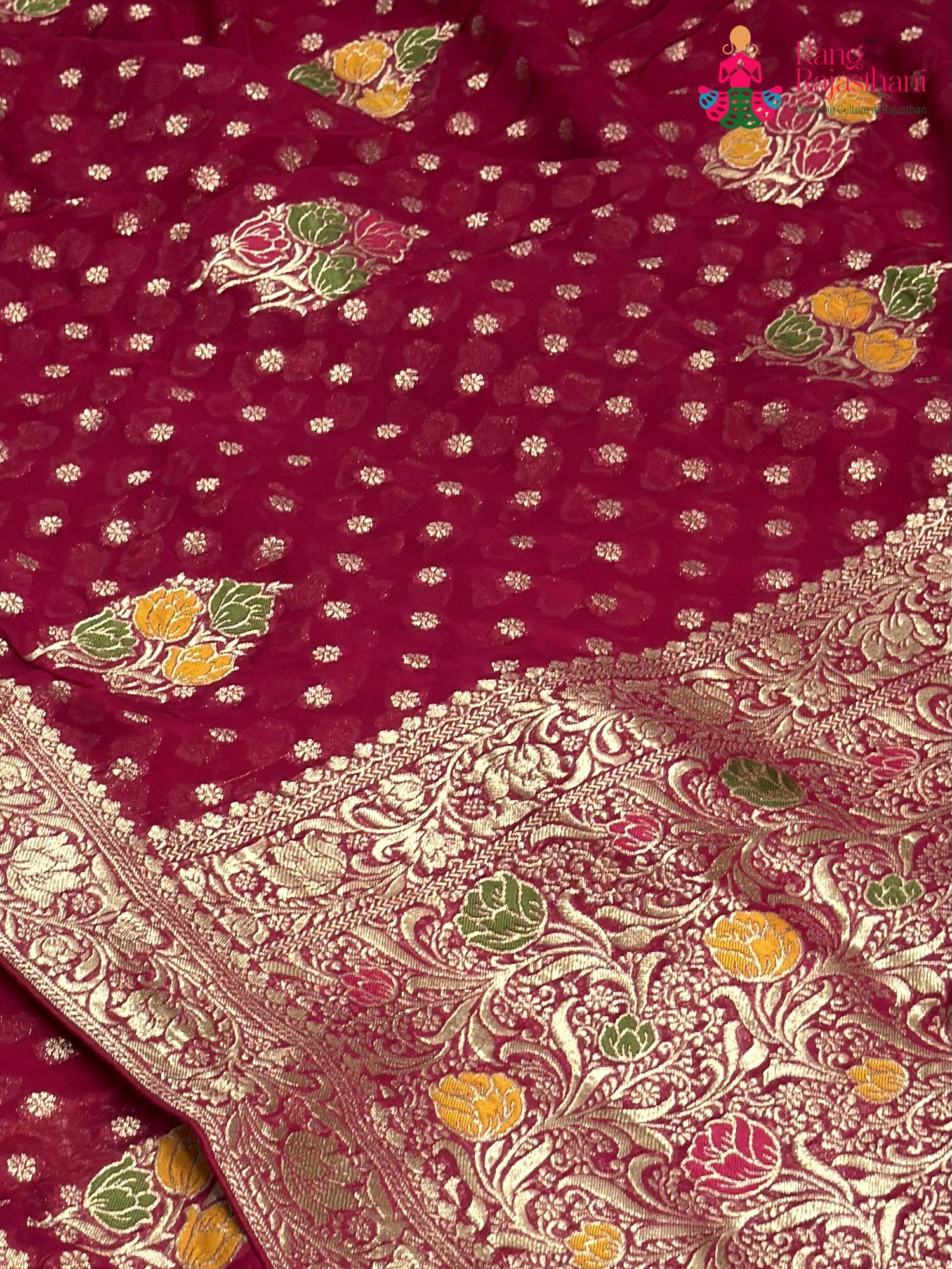 Rani Soft Georgette Meenakari Zari Saree for Wedding Reception | Designer Edit