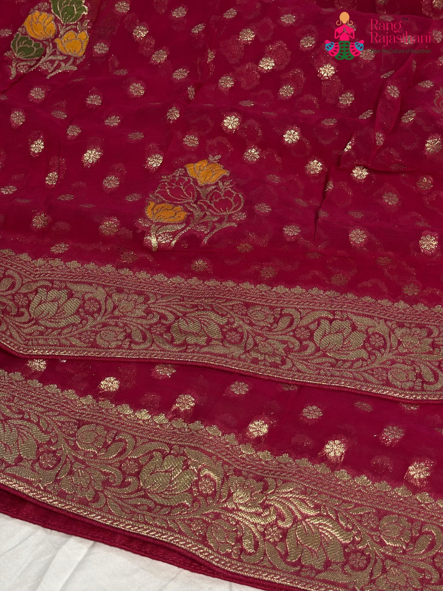 Rani Soft Georgette Meenakari Zari Saree for Wedding Reception | Designer Edit