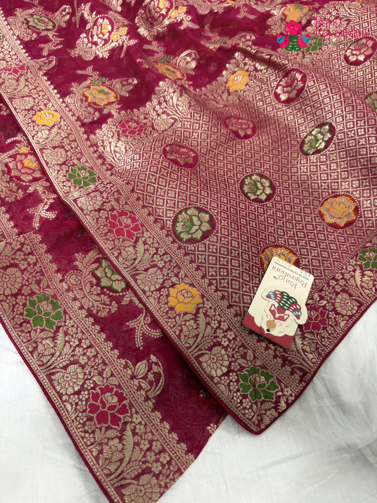 complete look of rani soft georgette meenakari zari saree