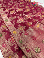 border detailing of rani soft georgette meenakari zari saree