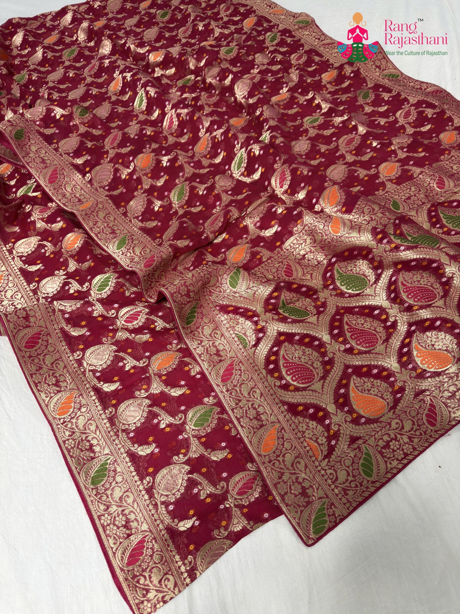 complete look of rani soft georgette meenakari zari saree