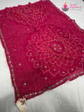 rani synthetic bandhani saree for mayra ceremony by Rang Rajasthani