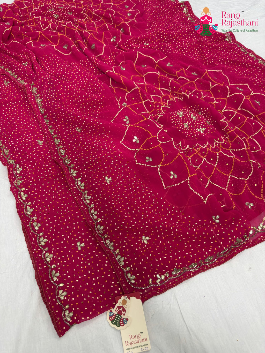 complete look of rani synthetic bandhani saree