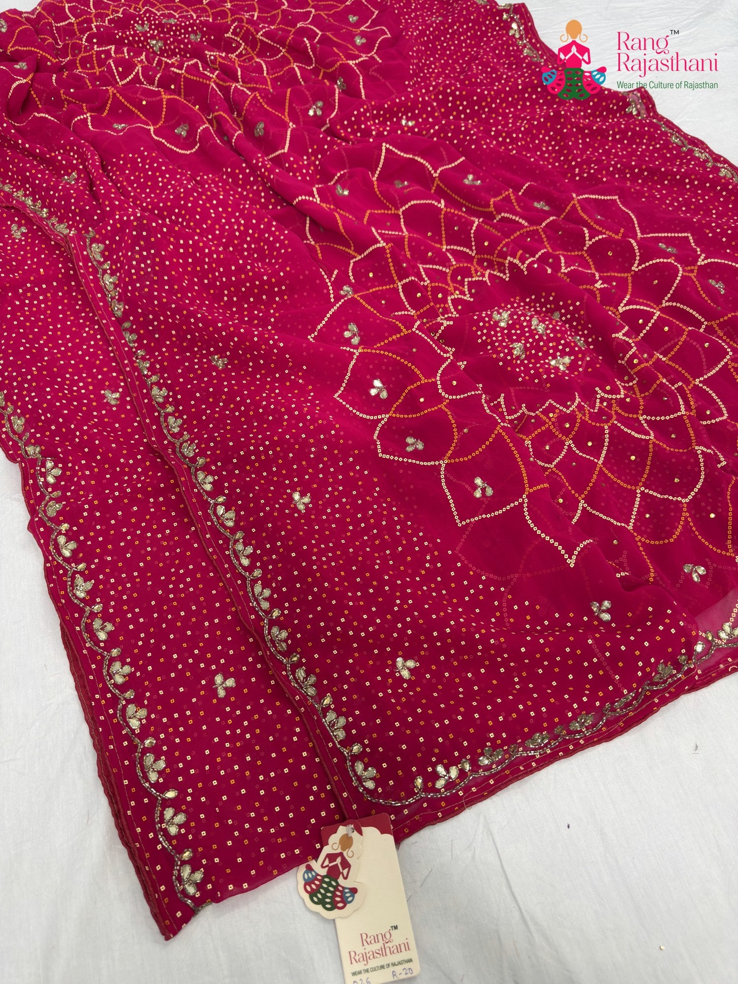 complete look of rani synthetic bandhani saree