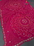 Rani Synthetic Bandhani Chunri Saree for Mayra Ceremony | Elegant Pick