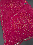 Rani Synthetic Bandhani Chunri Saree for Mayra Ceremony | Elegant Pick