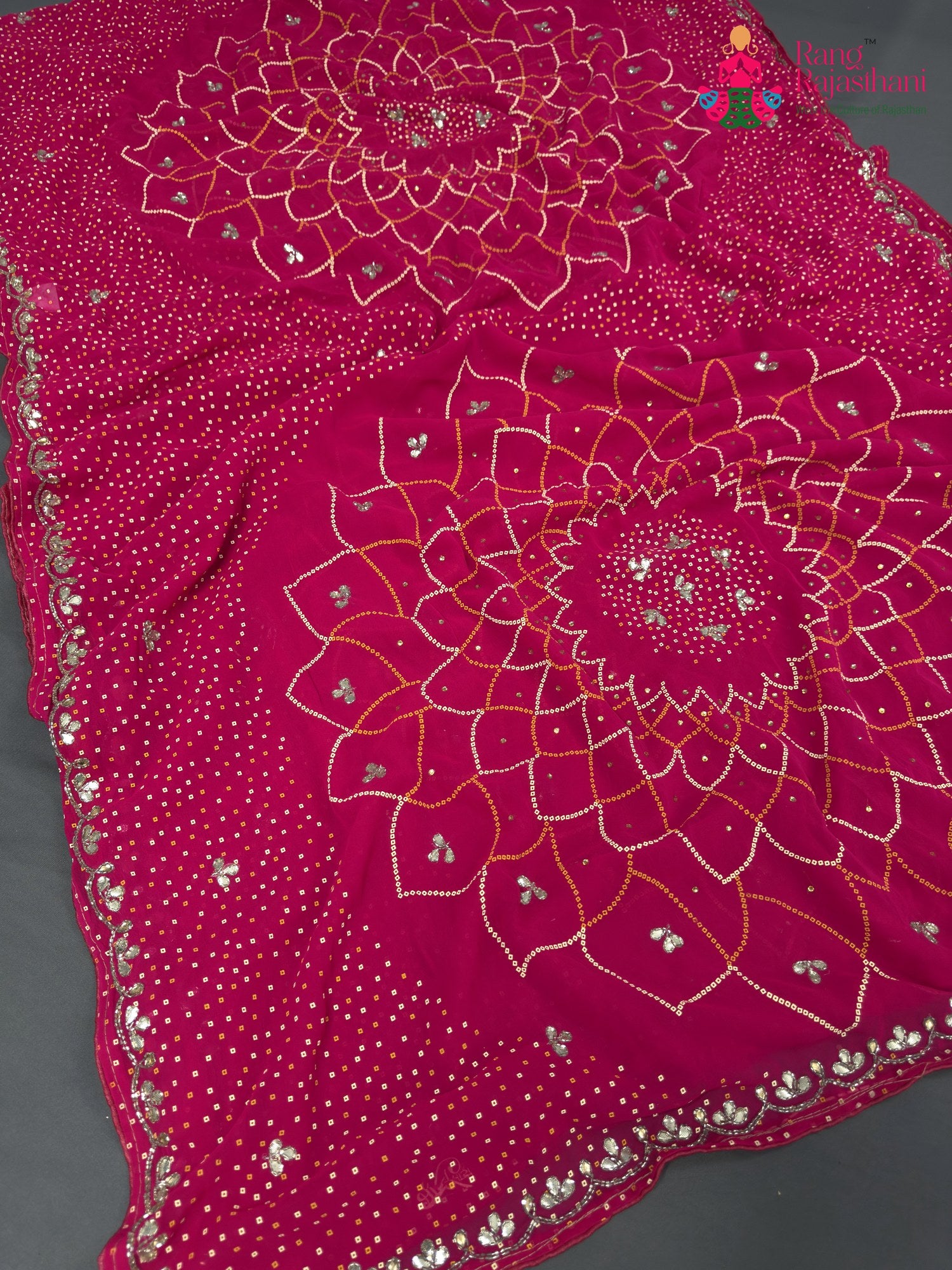 Rani Synthetic Bandhani Chunri Saree for Mayra Ceremony | Elegant Pick