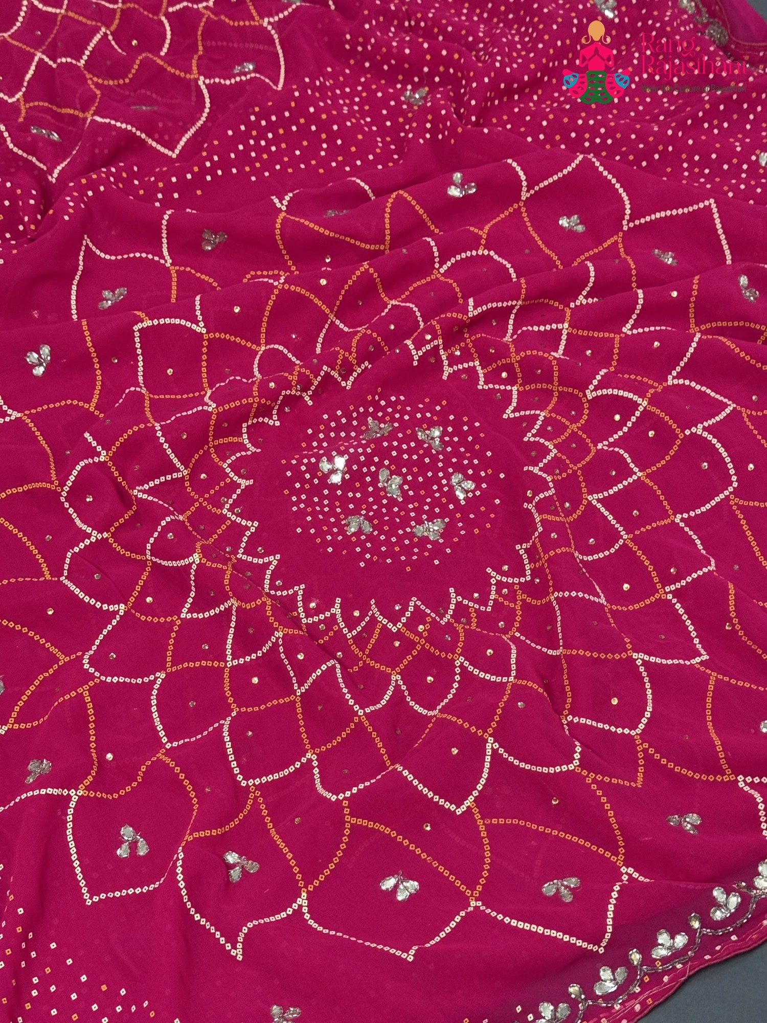Rani Synthetic Bandhani Chunri Saree for Mayra Ceremony | Elegant Pick