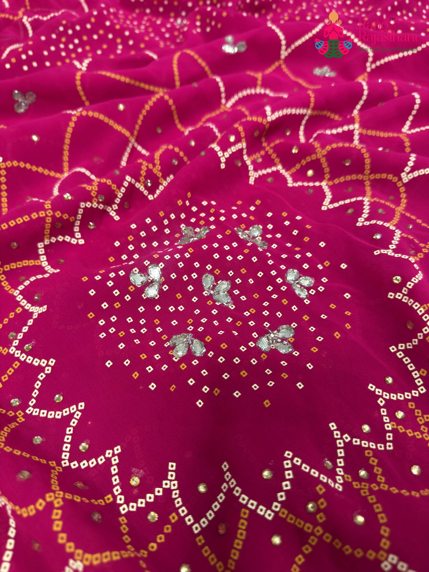 Rani Synthetic Bandhani Chunri Saree for Mayra Ceremony | Elegant Pick